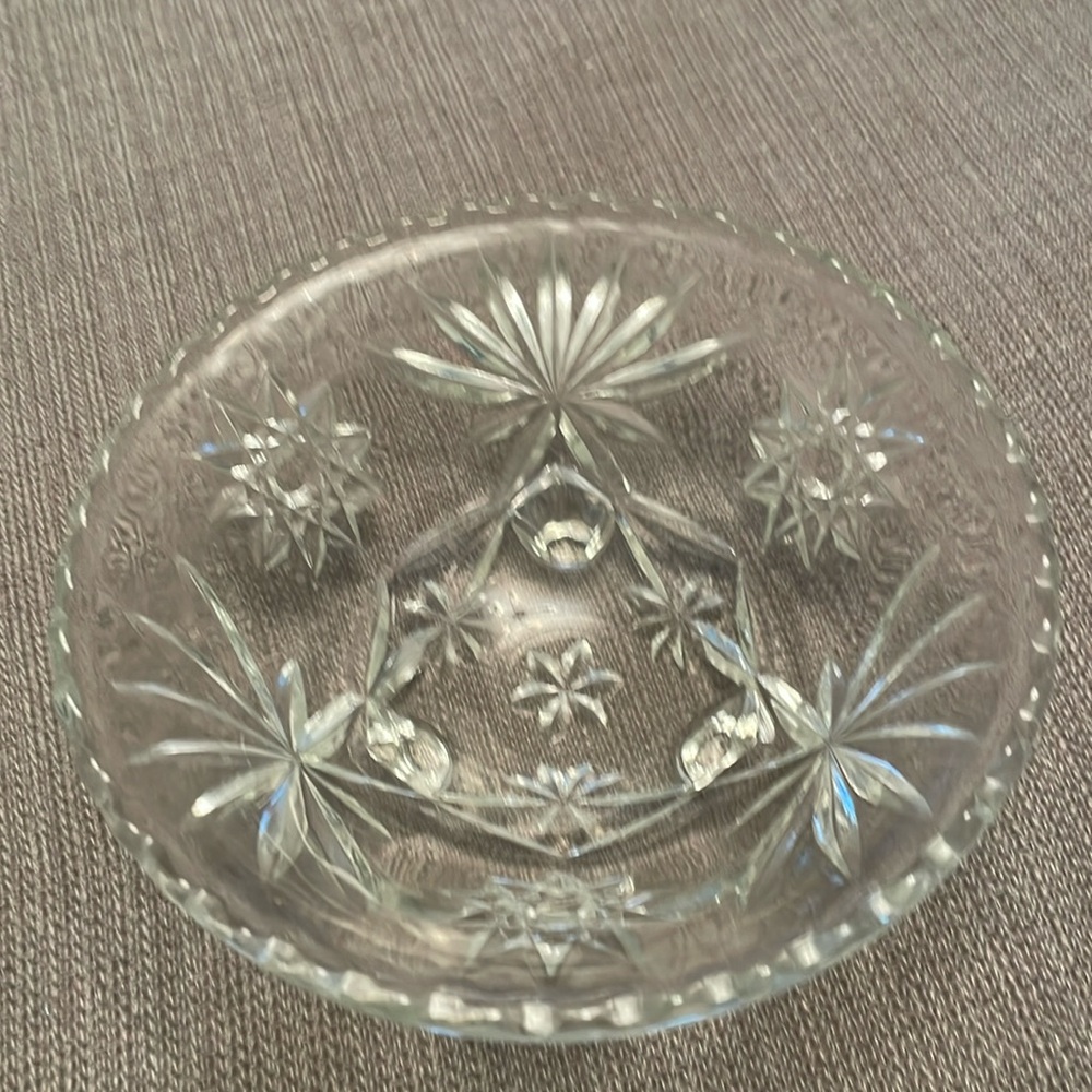Vintage 1960’s Anchor Hocking Footed Crystal Cut Glass Bowl